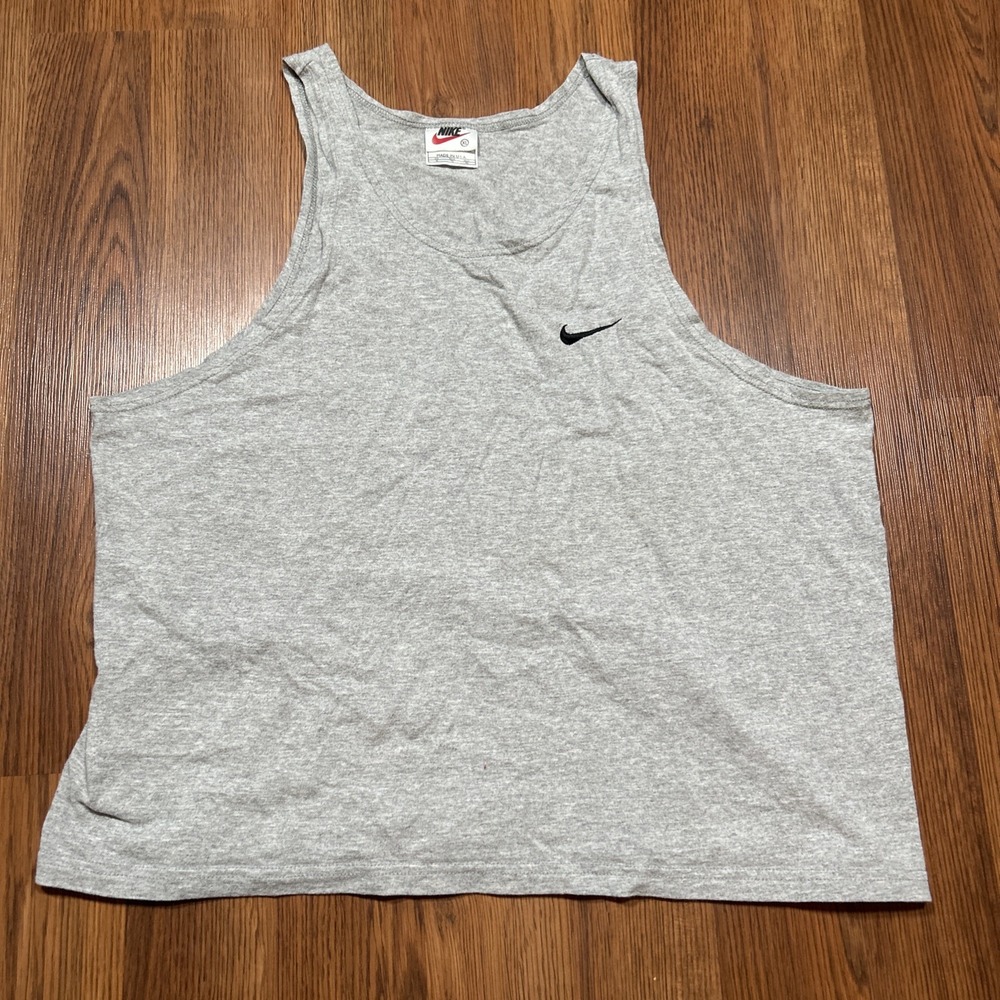 Vintage‎ 90s Nike Tank Top Mens XL Gray Made in USA Muscle Swoosh Boxy Cropped